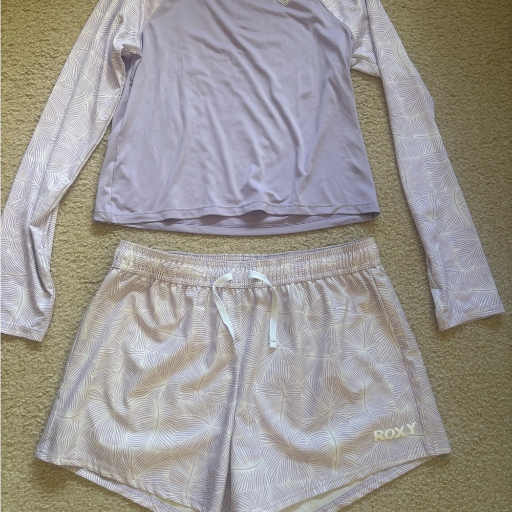 Roxy girls 14-16 XL Rashguard and shorts set
